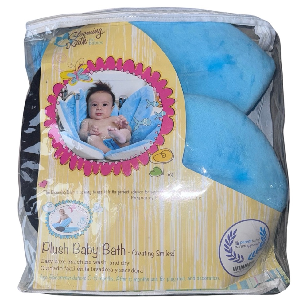 Blooming Bath Plush Baby Bath Mat in Blue, New